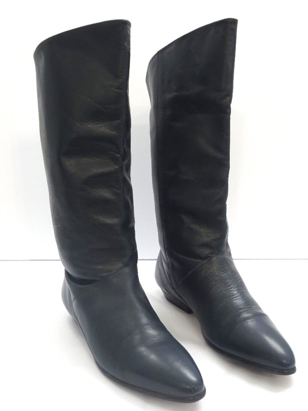 Naturalizer Vintage Navy Blue Leather Slouch Boots - Size 8M